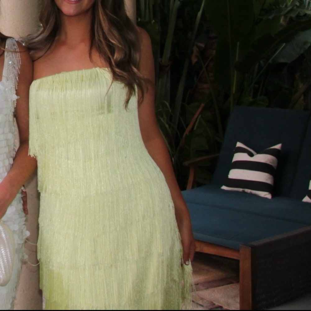 House of Harlow 1960 - Marquise Fringe Midi Dress in Green - Picture 5 of 5